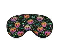 Masque de sommeil d'Halloween coloré à motif citrouille et étoiles pour femmes et hommes, masque doux pour les yeux, bandeau ajustable, 20 x 10 cm