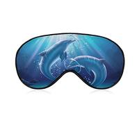 Masque de sommeil Dolphin Blow Bubble Circle Sleep Eye Mask Bandeau avec sangle réglable Cute Dolphins Soft Eye Cover pour bloquer les lumières