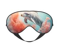 Masque de sommeil Dolphin On Coral pour homme et femme - Masque pour les yeux double face avec sangle réglable, doux et soyeux, bloque la lumière et respirant, pour voyage, sieste, travail posté, yoga