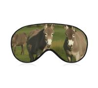 Masque de sommeil Donkey on Green Meadow pour homme et femme avec sangle réglable - Masque occultant doux et respirant - Antidérapant - Essentiels de voyage