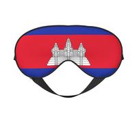 Masque de sommeil double face avec drapeau du Cambodge doux et confortable bloquant la lumière pour le repos de nuit