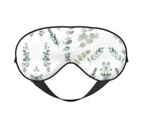 Masque de sommeil double face avec feuilles d'eucalyptus - Doux et confortable - Bloque la lumière - Pour le repos de nuit