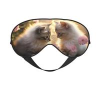 Masque de sommeil double face avec fleur rose soleil et chat, masque de sommeil pour homme et femme, masque occultant pour dormir, voyage