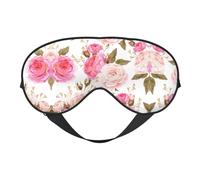 Masque de sommeil double face avec fleur rouge et rose - Doux et confortable - Bloque la lumière - Pour le repos de nuit