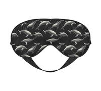 Masque de sommeil double face avec imprimé dauphins noirs pour homme et femme - Cache-yeux occultant pour voyage/sommeil
