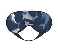 Masque de sommeil double face avec imprimé requin bleu pour homme et femme, bandeau doux et confortable pour les voyages