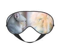Masque de sommeil double face avec motif chat qui se regarde dans le miroir, masque de sommeil pour homme et femme, masque occultant pour dormir, voyager