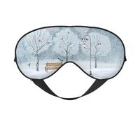 Masque de sommeil double face avec oiseaux dans le parc par jour de neige, occultant, réglable, masque pour les yeux semblable à de la soie pour dormir, voyage, doux, respirant, léger et confortable