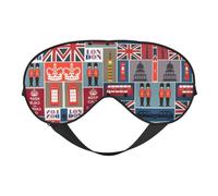 Masque de sommeil double face avec symboles de l'Angleterre - Doux et confortable - Bloque la lumière - Pour le repos nocturne
