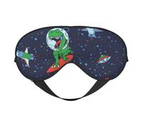 Masque de sommeil double face drôle astronaute dinosaure fusée, occultant, réglable, semblable à la soie pour dormir, voyage, doux, respirant, léger et confortable