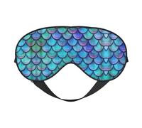 Masque de sommeil double face en écailles de poisson bleu sarcelle sirène doux et confortable bloquant la lumière pour le repos nocturne