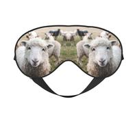 Masque de sommeil double face en forme d'agneau mignon avec occultation réglable, masque pour les yeux soyeux pour dormir, voyage, doux, respirant, léger et confortable