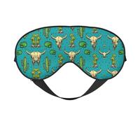 Masque de sommeil double face en forme de cactus et tête de taureau - Doux et confortable - Bloque la lumière - Pour le repos de nuit
