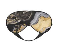 Masque de sommeil double face en soie à encre de marbre noir doré, masque pour les yeux bloquant la lumière, masque pour les yeux pour voyage, homme et femme, bandeau doux et confortable, 20 x 10 cm