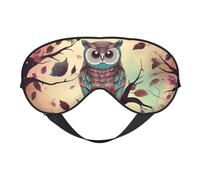Masque de sommeil double face en soie à motif de branche d'arbre de hibou, masque pour les yeux réglable bloquant la lumière pour les yeux pour les voyages, pour homme et femme, bandeau doux et