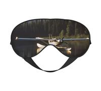 Masque de sommeil double face en soie « Airplane On Lake » - Masque pour les yeux réglable - Bloque la lumière - Pour voyage - Pour homme et femme - Doux et confortable - 20 x 10 cm