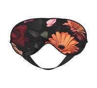 Masque de sommeil double face en soie avec fleurs, masque pour les yeux bloquant la lumière réglable pour voyage, homme et femme, bandeau doux et confortable, 20 x 10 cm