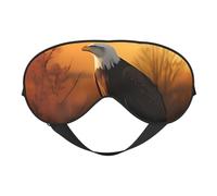 Masque de sommeil double face en soie avec motif d'aigle à tête blanche et coucher de soleil doré, masque pour les yeux bloquant la lumière réglable pour les yeux pour les voyages, homme et femme