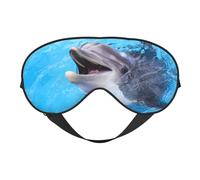 Masque de sommeil double face en soie avec motif dauphin, masque pour les yeux bloquant la lumière réglable, pour les voyages, pour homme et femme, bandeau doux et confortable, 20 x 10 cm