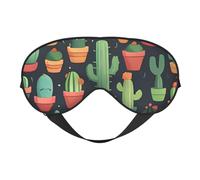 Masque de sommeil double face en soie avec motif de cactus mignon, masque de sommeil réglable pour les yeux pour voyage, homme et femme, bandeau doux et confortable 20 x 10 cm