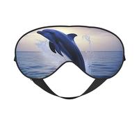 Masque de sommeil double face en soie avec motif de dauphin, masque pour les yeux réglable pour les yeux pour les voyages, pour homme et femme, bandeau doux et confortable, 20 x 10 cm