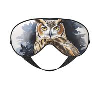 Masque de sommeil double face en soie avec motif hibou, masque pour les yeux bloquant la lumière réglable, pour les voyages, pour homme et femme, bandeau doux et confortable, 20 x 10 cm