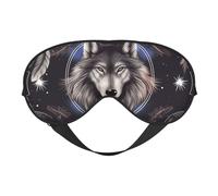 Masque de sommeil double face en soie avec motif loups et attrape-rêves, masque pour les yeux bloquant la lumière réglable, pour voyage, homme et femme, bandeau doux et confortable, 20 x 10 cm