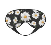 Masque de sommeil double face en soie avec motif marguerite blanche, masque pour les yeux réglable bloquant la lumière pour les yeux pour les voyages, pour homme et femme, bandeau doux et confortable