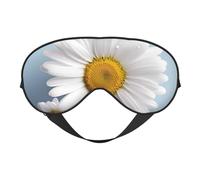 Masque de sommeil double face en soie avec motif marguerite blanche, masque pour les yeux réglable bloquant la lumière pour les yeux pour les voyages, pour homme et femme, bandeau doux et confortable