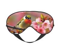 Masque de sommeil double face en soie avec motif oiseau dans un pêcher, masque pour les yeux bloquant la lumière réglable pour voyage, homme et femme, bandeau doux et confortable, 20 x 10 cm