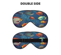 Masque de sommeil double face en soie avec motif poisson, masque pour les yeux bloquant la lumière réglable pour les voyages, homme et femme, bandeau doux et confortable, 20 x 10 cm