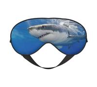 Masque de sommeil double face en soie avec motif requin de l'océan, masque pour les yeux bloquant la lumière réglable pour les yeux pour voyage, homme et femme, bandeau doux et confortable, 20 x 10 cm