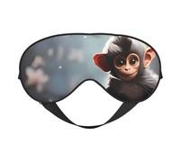 Masque de sommeil double face en soie avec motif singe mignon, masque pour les yeux réglable bloquant la lumière pour les yeux pour les voyages, pour homme et femme, bandeau doux et confortable, 20 x