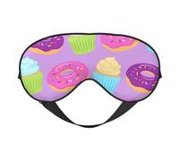 Masque de sommeil double face en soie Cupcakes Donuts, masque pour les yeux bloquant la lumière réglable pour les yeux pour voyage, homme et femme, bandeau doux et confortable, 20 x 10 cm