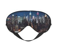 Masque de sommeil double face en soie de New York City Night - Masque pour les yeux bloquant la lumière - Pour voyage - Pour homme et femme - Doux et confortable - 20 x 10 cm