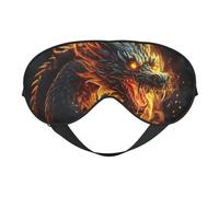 Masque de sommeil double face en soie motif dragon chinois de feu, masque pour les yeux bloquant la lumière réglable, pour voyage, homme et femme, bandeau doux et confortable, 20 x 10 cm