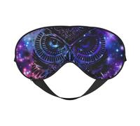 Masque de sommeil double face en soie motif hibou violet, masque pour les yeux réglable bloquant la lumière pour les yeux pour les voyages, homme et femme, bandeau doux et confortable, 20 x 10 cm