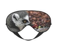 Masque de sommeil double face en soie motif singe lémurien - Masque pour les yeux réglable - Bloque la lumière - Pour les voyages - Pour homme et femme - Doux et confortable - 20 x 10 cm