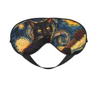 Masque de sommeil double face pour homme et femme, motif chat étoilé, pour dormir et voyager