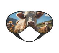 Masque de sommeil double face pour homme et femme - Motif vache de prairie - Occultant pour dormir et voyager
