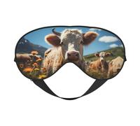 Masque de sommeil double face pour homme et femme - Motif vache de prairie - Occultant pour dormir et voyager