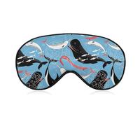 Masque de sommeil doux avec baleines de mer, animaux de l'océan incroyables, avec sangle réglable, masques pour les yeux, bloque la lumière pour femmes et hommes
