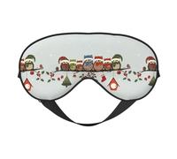 Masque de sommeil doux avec motif chouettes de Noël sur une branche avec sangle réglable bloquant la lumière réversible et confortable