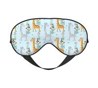 Masque de sommeil doux avec motif girafe et fleurs - Sangle réglable - Aide au sommeil