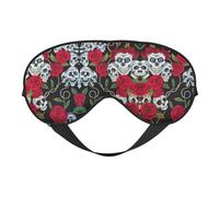 Masque de sommeil doux avec motif tête de mort rose et sangle réglable pour voyage, voyage, yoga, sieste et méditation