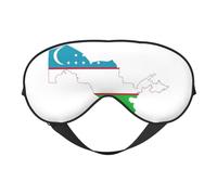 Masque de sommeil doux avec sangle réglable pour dormir, voyager et se détendre avec drapeau de l'Ouzbékistan