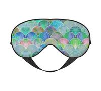 Masque de sommeil doux double face pour le yoga, le camping, motif écailles de poisson et vagues de l'océan