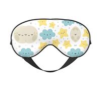 Masque de sommeil doux double face pour le yoga, le camping, motif lune, nuage, étoile