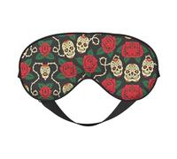 Masque de sommeil doux double face pour le yoga, le camping, motif rose et crâne