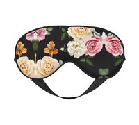 Masque de sommeil doux double face pour le yoga, le camping Motif roses Crème